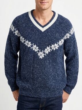 Vintage C17 Cedixsept Tradionnel Wool Blend V neck knitted sweater